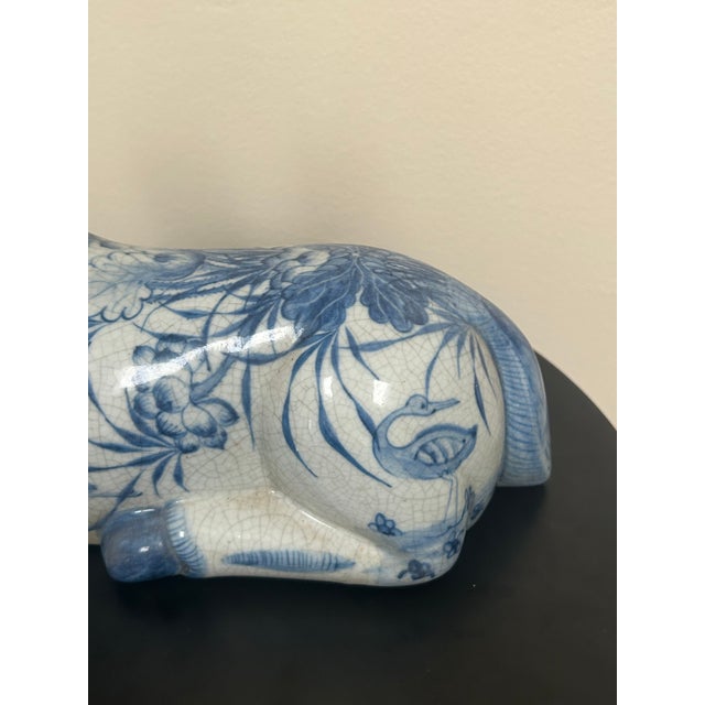 White Late 20th Century Thai Blue and White Ceramic Deer For Sale - Image 8 of 18