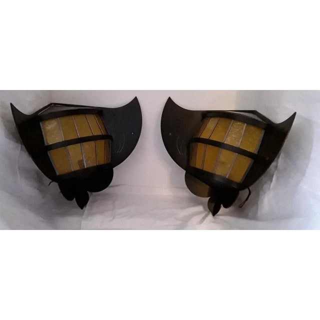 Brutalist Black Bat-Shaped Wall Lamps in Steel, 1980s, Set of 2 For Sale - Image 17 of 17