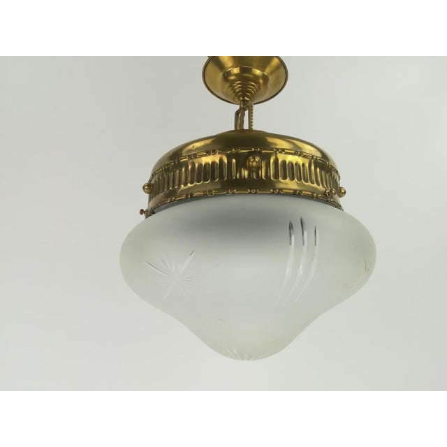 Contemporary Viennese Ceiling Lamp with Glass Shade, 1910s For Sale - Image 3 of 6