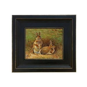 "Rabbits Under Cover" Contemporary Print on Canvas, Framed