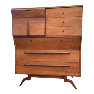 1970s Vintage Mid Century Modern Dresser by John Cameron Custom Made Wood and Metal Handles
