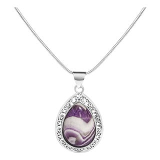 Sterling Silver Chevron Amethyst Teardrop Pendant Necklace For Sale