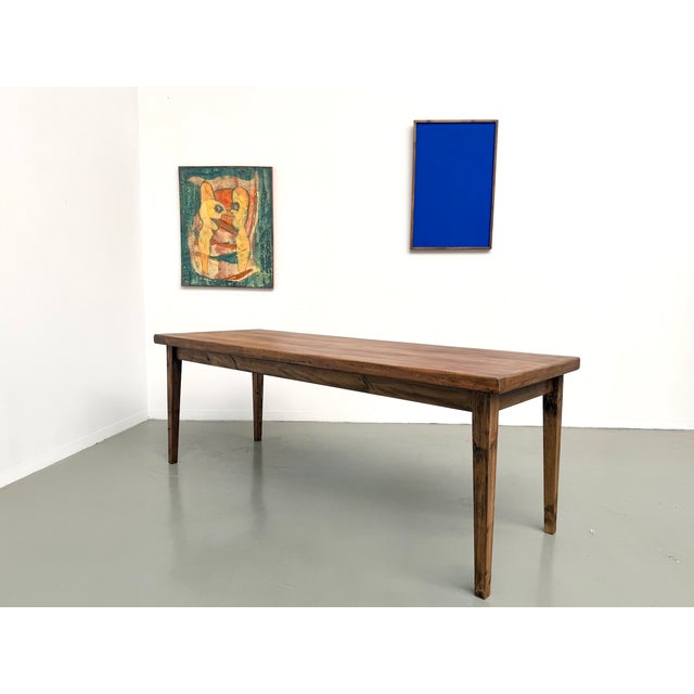 Farmhouse Table in Beechwood with Tapered Legs, France, 1970s For Sale - Image 4 of 18