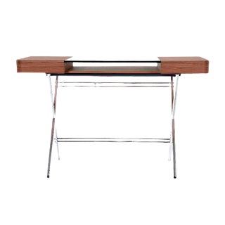 Cosimo Desk with Walnut Veneer & Glass Top by Marco Zanuso Jr. for Adentro, 2017 For Sale