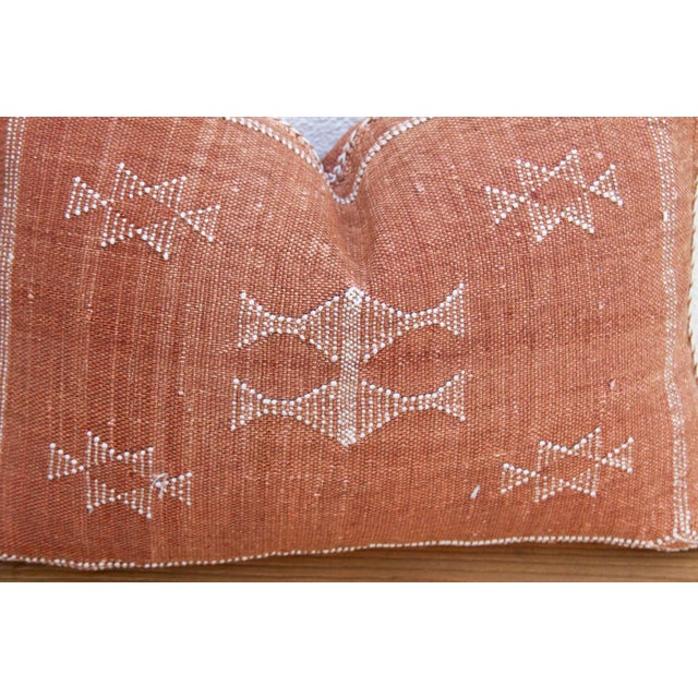 1990s Terracotta Star Lumbar Moroccan Silk Pillow For Sale - Image 5 of 8