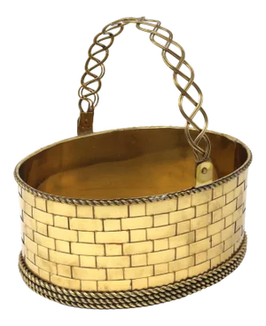Vintage Woven Brass Oval Basket