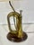 Mid-Century Modern Mid-Century Modern Vintage Brass Bugle Horn Lamp on Wooden Base For Sale - Image 3 of 7