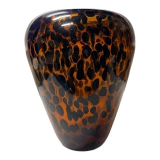 Vintage Signed Ralph Lauren Home “Safari Tortoise” Hand-Blown Art Glass Hurricane Vase For Sale