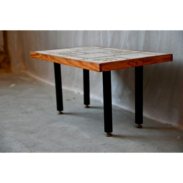 Metal Small Ceramic Coffee Table with Flowers For Sale - Image 7 of 12