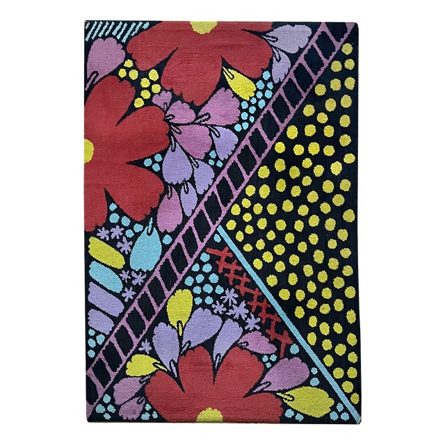 Flower Power Rug, 1970s For Sale