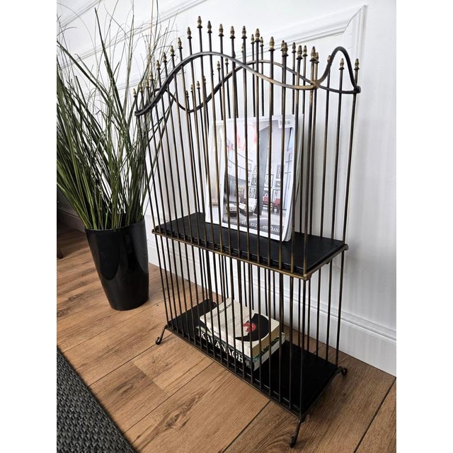 Mid-Century Modern Italian Brass and Metal Magazine Rack, 1960s For Sale - Image 4 of 9