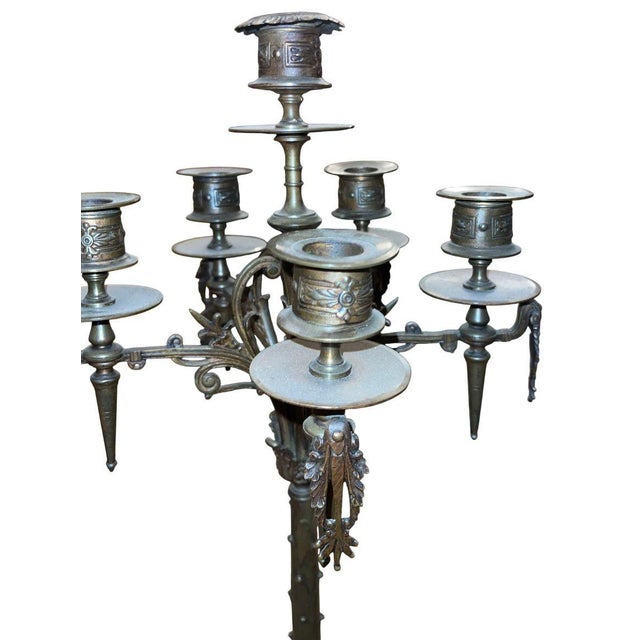 Pair of Late 19th Century French Bronze Candelabras on Black Marble Bases For Sale In Los Angeles - Image 6 of 13