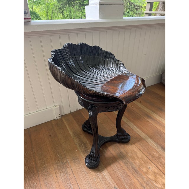Brown Early 19th Century Antique Venetian Grotto Carved Shell Chair For Sale - Image 8 of 11
