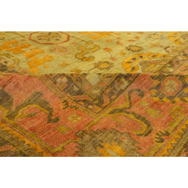 Room Size Vintage Turkish Oushak Designed Wool Rug Handmade in Green For Sale In New York - Image 6 of 8