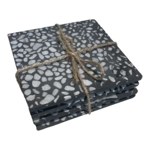 Mid Century Style Gray and White Terrazzo Coasters