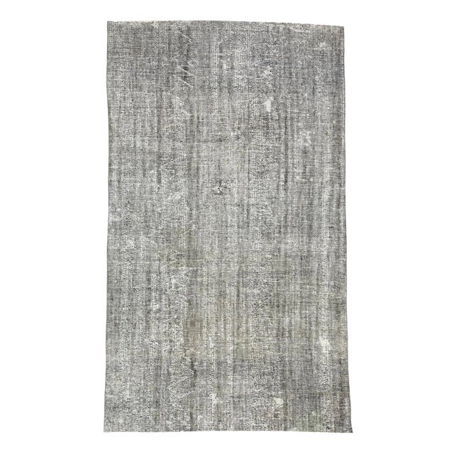 1960s Vintage Gray Overdyed Turkish Rug- 5′5″ × 9′3″ For Sale
