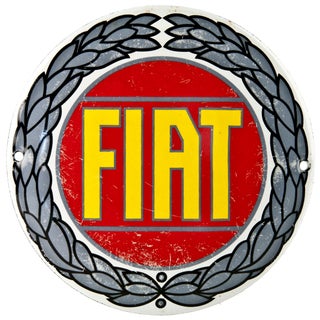 French Enamel Fiat Radiator Badge For Sale