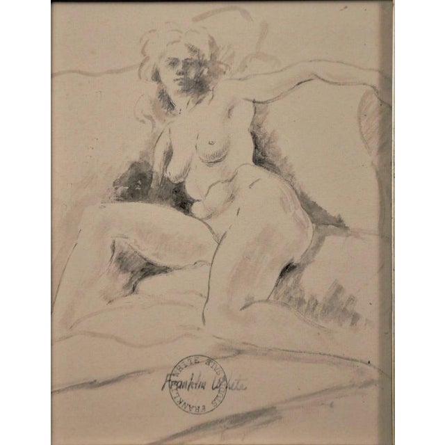 1940s Franklin White, Reclining Female Nude Figure Drawing Study, 20th Century, Pencil on Paper For Sale - Image 5 of 7