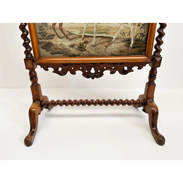 Antique Victorian Needlepoint Fire Screen For Sale - Image 4 of 10