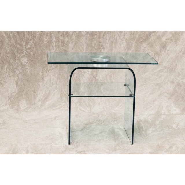 Metal Italian Mobile Table in Crystal from Fiam, 1983 For Sale - Image 7 of 11