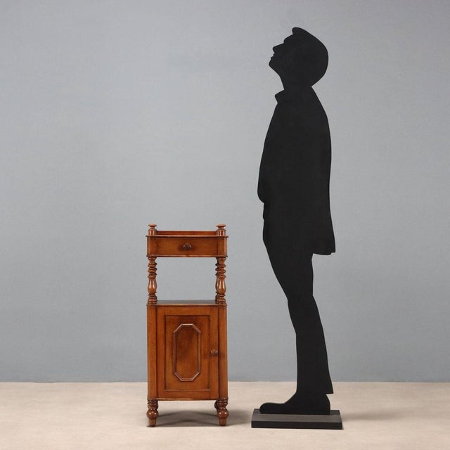 Umbertino walnut bedside table. Drawer in the lower section, supported by turned columns and an upper balustrade. Central...