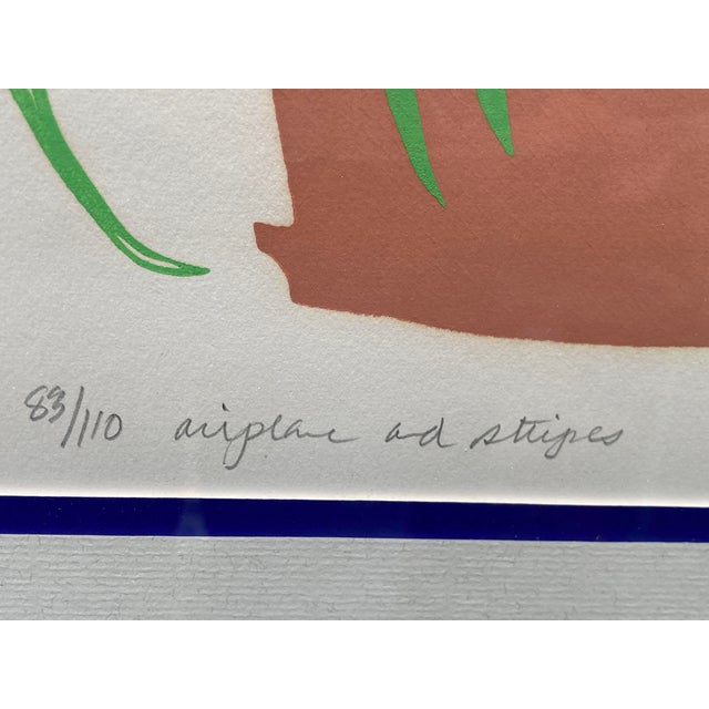 Emerald 2008 Original Lithograph Limited Edition Botanical Print "Airplane and Stripes" Signed Frink #83/110 For Sale - Image 8 of 13