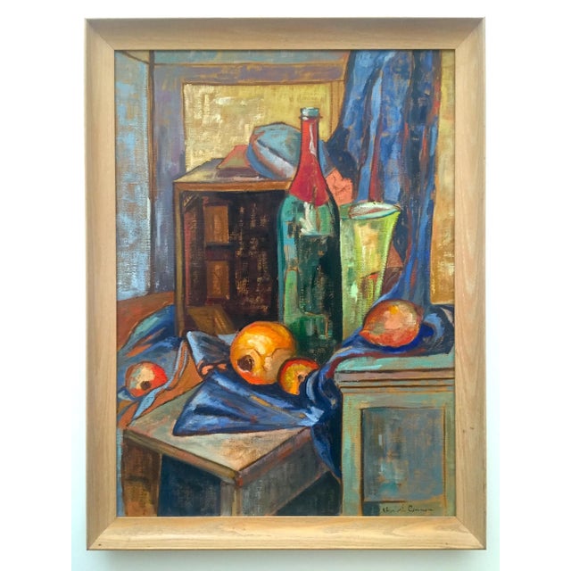 Vintage 1958 Mid-Century Modern Charlotte Cannon Framed Original Still Life Oil Painting For Sale - Image 12 of 13