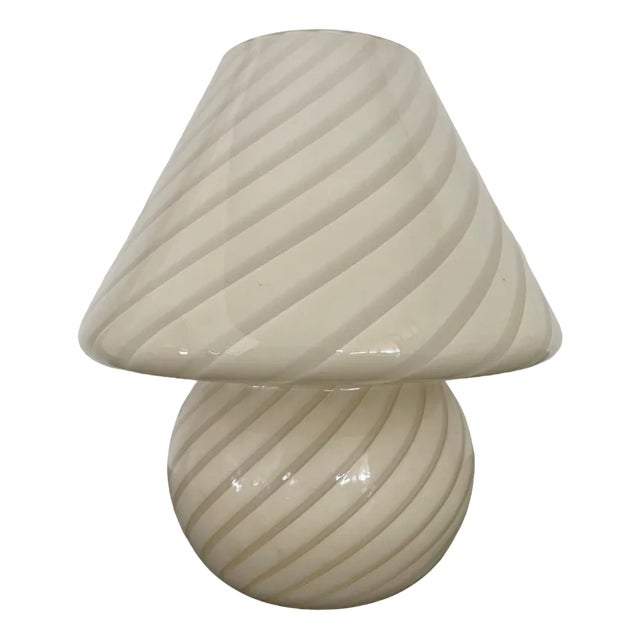 Murano Swirl Mushroom in Yellow Cream, 1970s For Sale