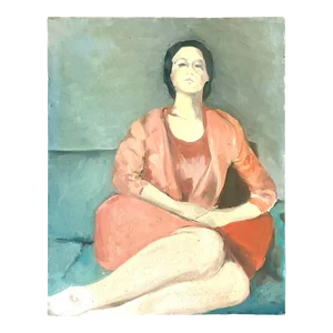 Vintage Boho Italian Signed Abstract Figural Original Oil on Canvas