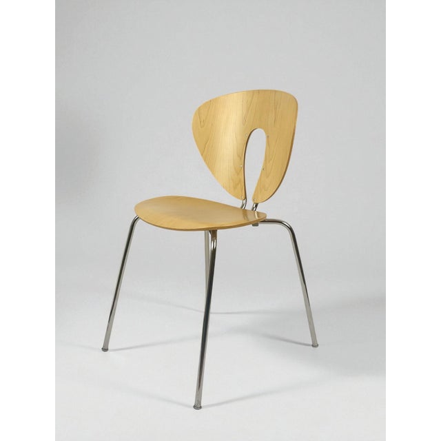 Jesús Gasca for Stua "Globus" Modern Molded Wood & Chrome Stackable Dining Chairs - Set of 8 For Sale - Image 10 of 14