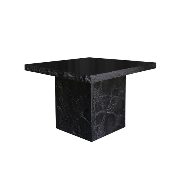 1980s Postmodern Black Marble Stone Accent Table For Sale - Image 5 of 5