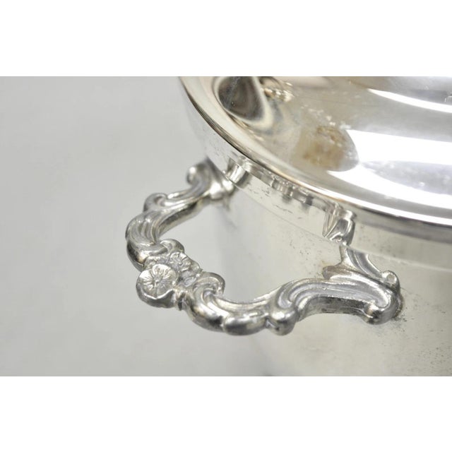 Metal Vintage Victorian Silver Plated Footed and Covered Lidded Bar Ice Bucket For Sale - Image 7 of 12