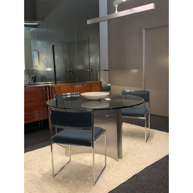 Vintage Italian Dining Chairs in Chrome Plated Metal and Fabric, 1970s, Set of 8 For Sale - Image 6 of 13