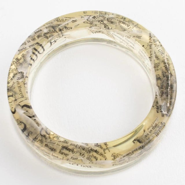 2000 - 2009 John Galliano Clear Acrylic Resin Bracelet Bangle with Newspaper Inclusions For Sale - Image 5 of 17