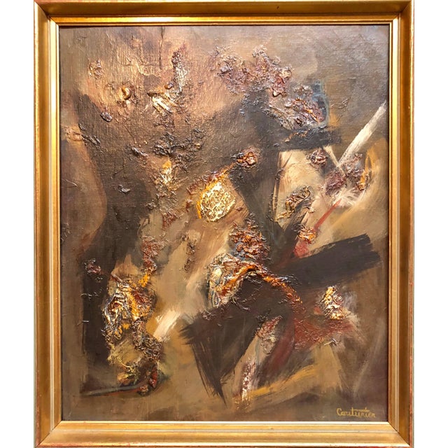 1970s Rene Couturier, French Gestural Abstract Expressionist Textured Oil Painting, c.1970 For Sale - Image 5 of 7