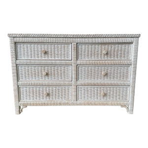 Late 20th Century Vintage Coastal Henry Link Wicker Dresser