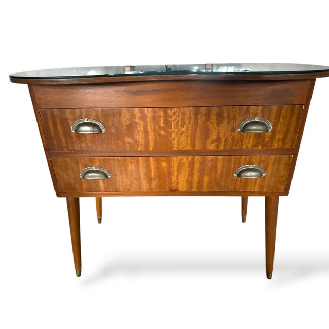 Vintage Walnut Dressing Table with Tri-Fold Mirror For Sale - Image 5 of 7