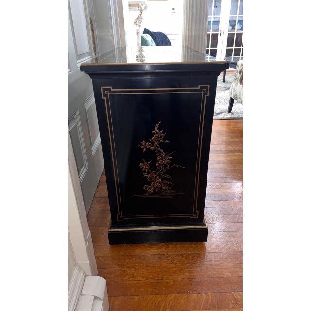 Wood Drexel Heritage Chinoiserie Black Lacquer Buffet For Sale - Image 7 of 10