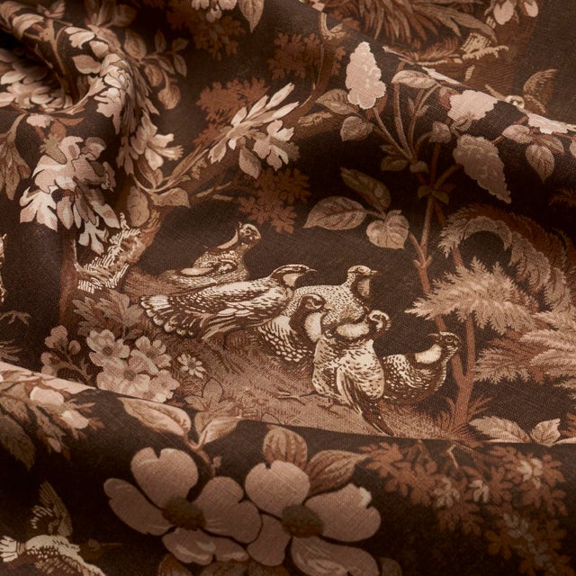 SAMPLE - Schumacher Hound Meadow Fabric In Sepia For Sale In New York - Image 6 of 6