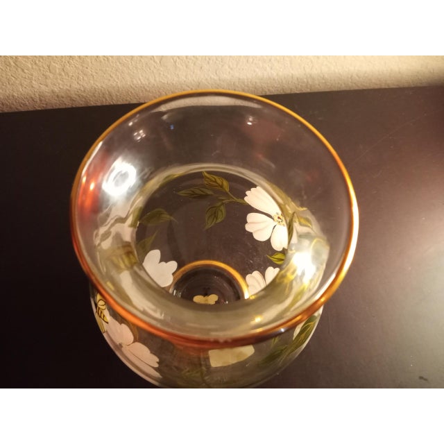 1970s Lenox Hand Painted Glass Gold Rimmed Vase, Made in Romania Chairish