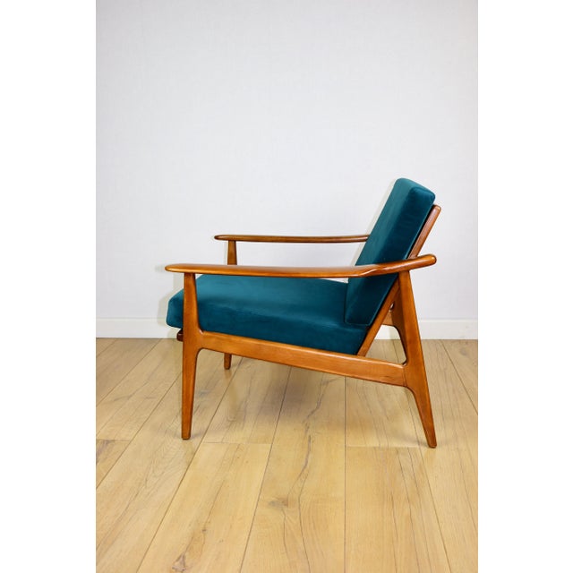 Blue Vintage Danish Loft Lounge Chair in Sea Green, 1970s For Sale - Image 8 of 11