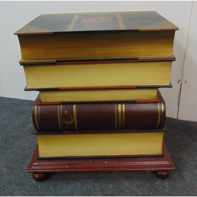 Leather Faux Book Stack Side Table/ Trunk For Sale - Image 4 of 7