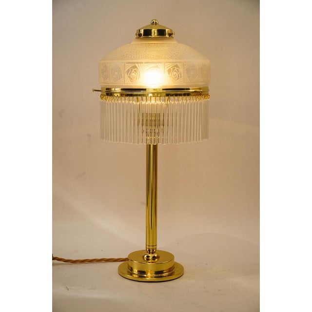 Brass polished and stove enameled Original antique glass shade The glass sticks are replaced ( new ) European Plug (up to...