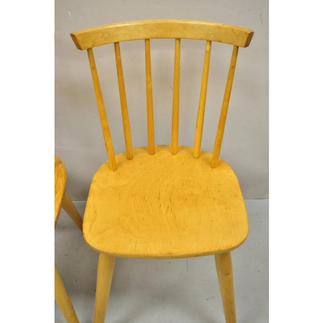 Vintage Mid Century Modern Spindle Back Birch Maple Side Chairs - A Pair For Sale - Image 4 of 11