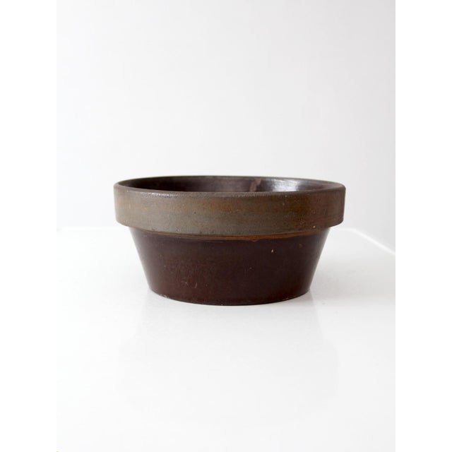 Antique American Stoneware Mixing Bowl With Brown Glaze For Sale - Image 4 of 14