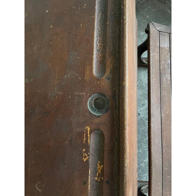 Metal Double School Desk with Cast Iron Frame, Early 20th Century For Sale - Image 7 of 10