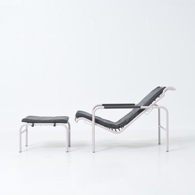 Black Set of Genni Lounge Chair and Ottoman by Gabriele Mucchi for Zanotta, 1930s For Sale - Image 8 of 18