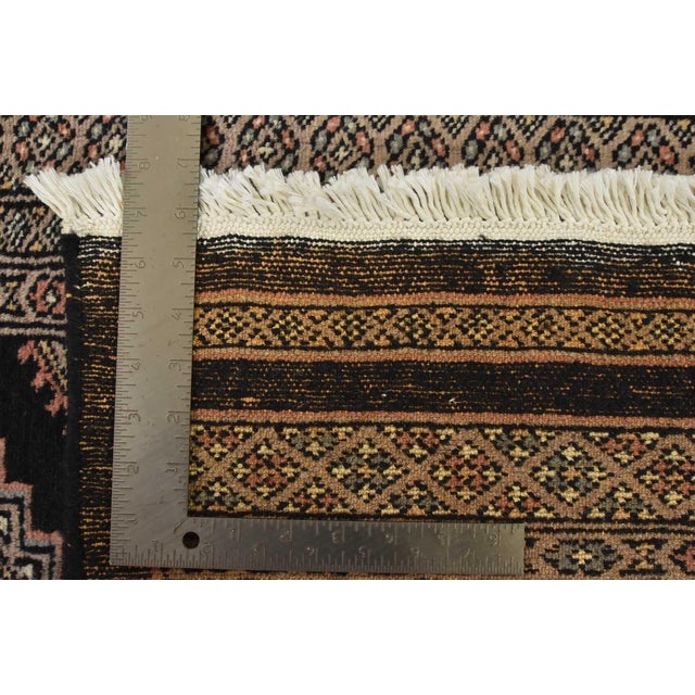 Bokhara Rug 4’2” X 6’1” Black Wool Tribal Hand-Knotted Oriental Carpet For Sale - Image 11 of 11