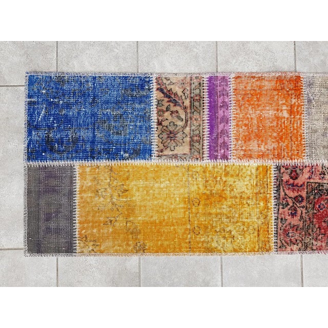 Blue Oushak Vintage Bohemian Runner For Sale - Image 8 of 10