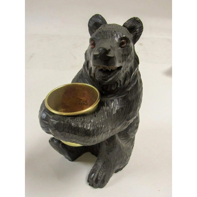 Late 19th Century 19th C Black Forest Hand-Carved Swiss Brienz Bear With Brass Holder For Sale - Image 5 of 11
